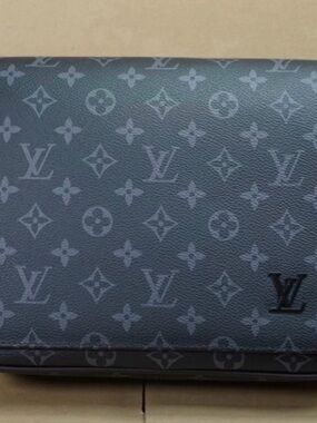 Louis Vuitton Monogram Eclipse Canvas Long Wallet in Black and Gray
